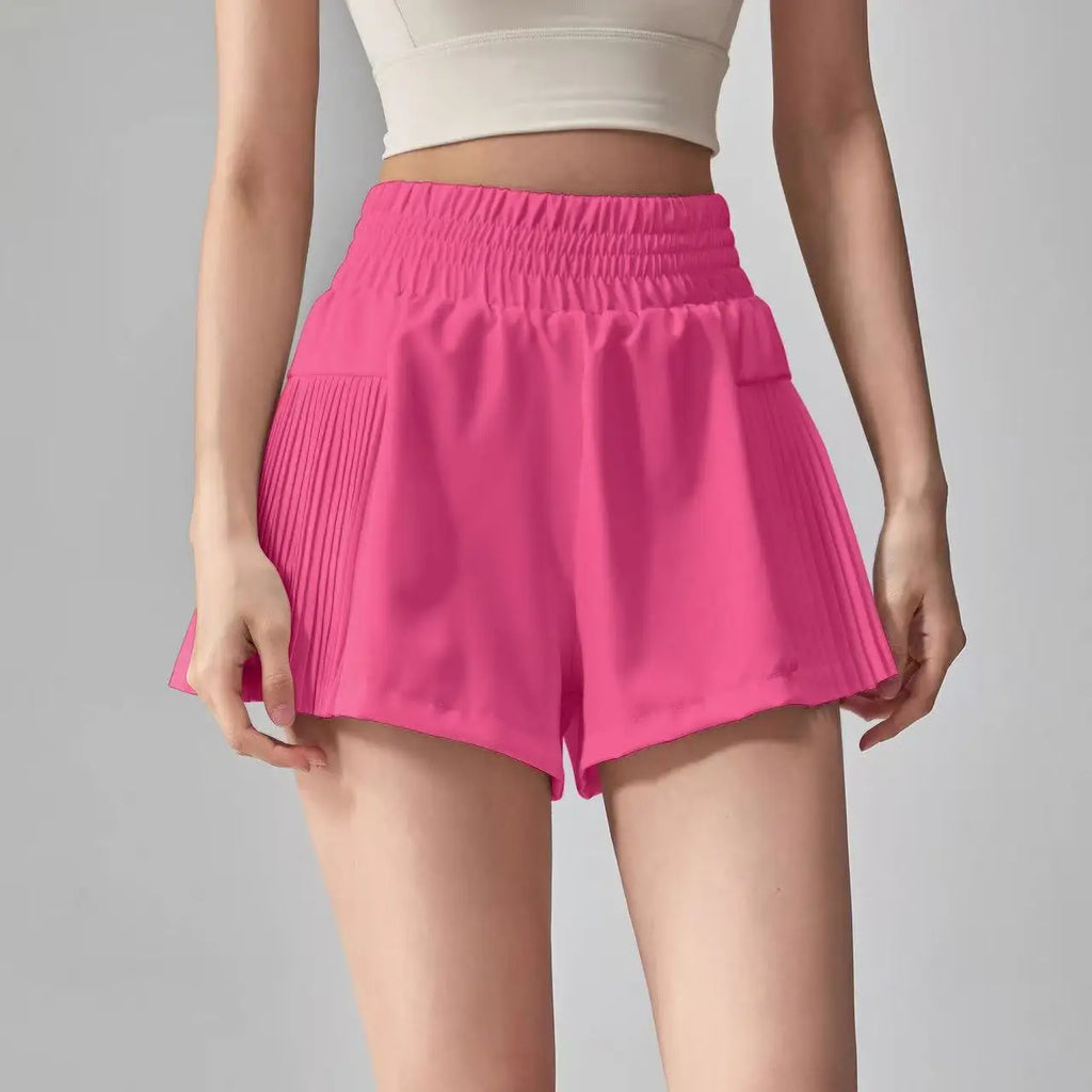 Women's Yoga Shorts Fake Two-Piece Loose-Fit Anti-Exposure Breathable Quick-Dry Running Fitness Sports Cropped Pants with Pocket
