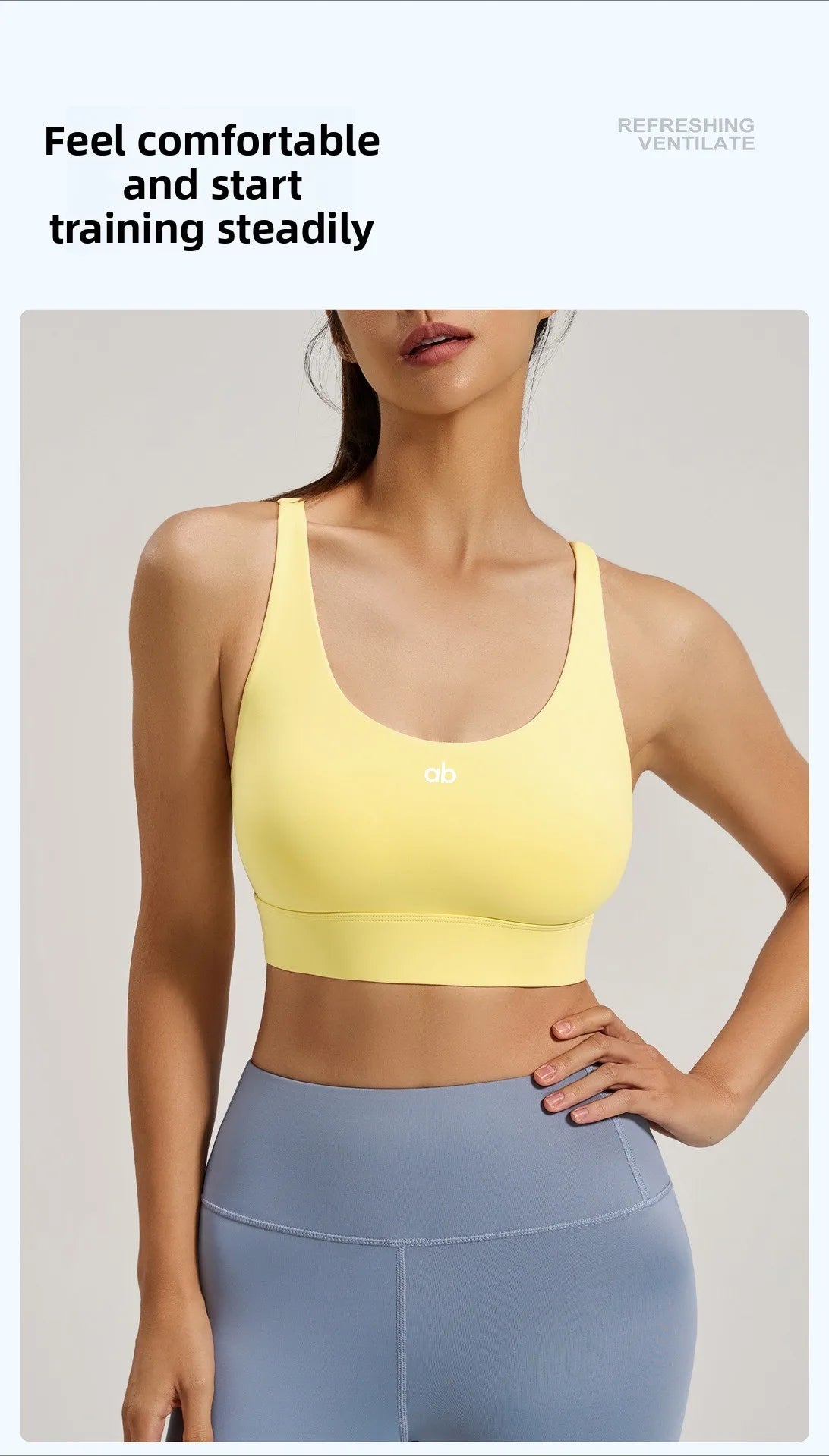 Women U Neck Fitness Crop Top Crossback Sports Bra Fixed Cups Vest, Shockproof Gym Running Workout Yoga Top