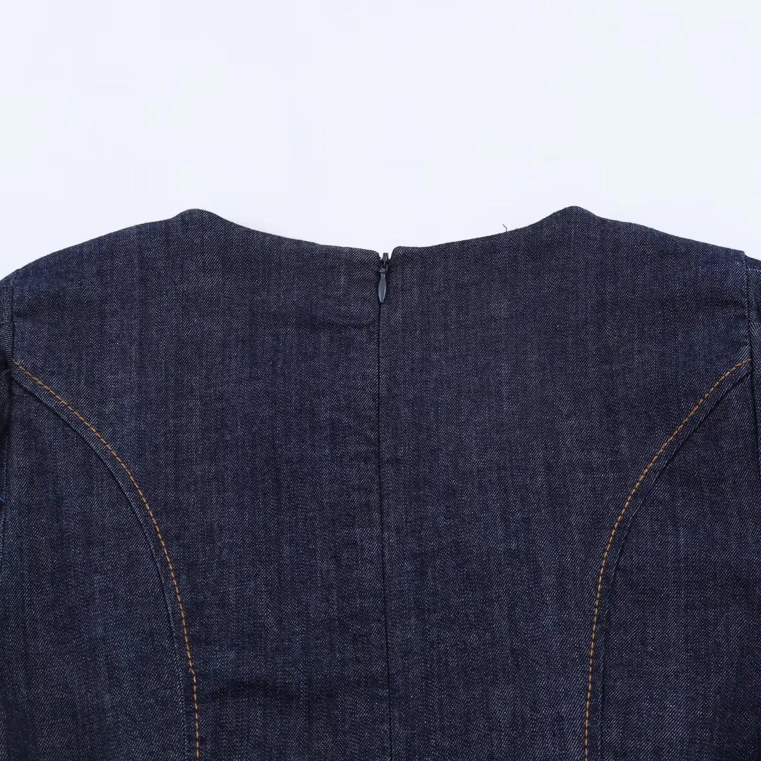 HH Summer Women Fashion O-Neck Bubble Sleeve Denim Dress Back Zipper Sexy Solid Dress Woman Holiday Party Mini 2026 Dress