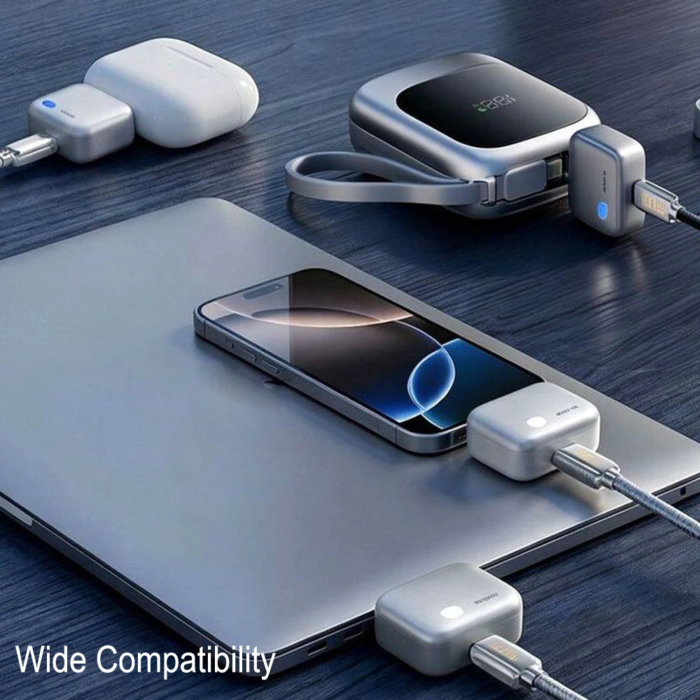 1pcs  Charging Power Bank with Detachable Wall Plug, Portable Charger with Built-in Charging Cable,Smart Auto Disconnect Tech