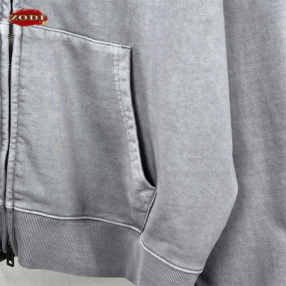 ZODF 2025 Autumn Men Heavy Weight 480gsm Hoodies Unisex Retro Washed Terry Cotton Distressed Hooded Coats HY1110