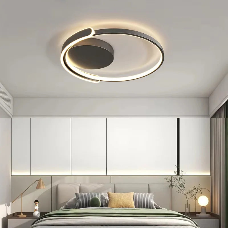 Modern Led Ceiling Light The Bedroom Black White Square Ring Lamp Living Room Study Nursery Indoor Lighting Fixture
