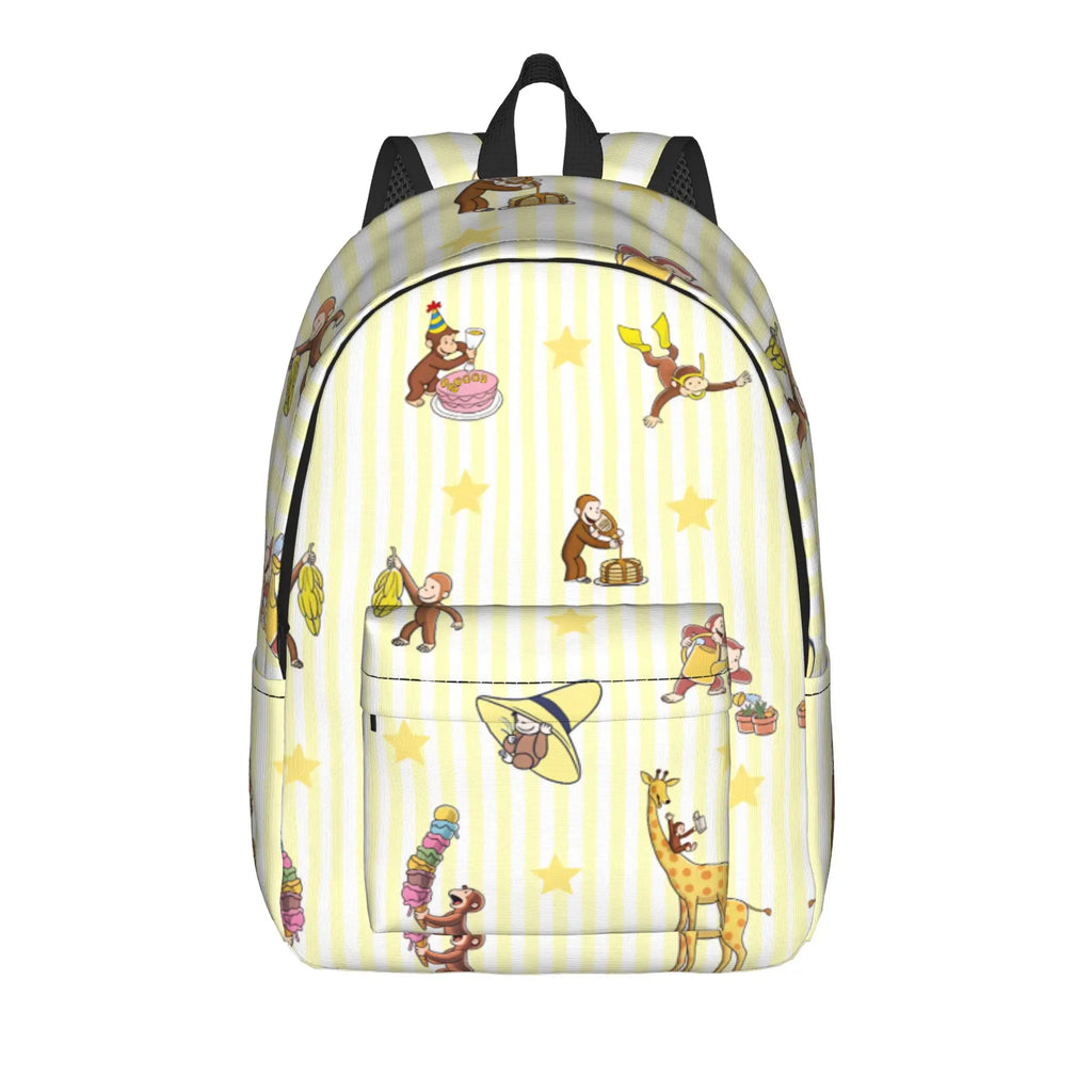 Curious George Multifunctional Stickers Backpack  Trekking Backpacks Student Colorful Soft High School Bags Style Rucksack