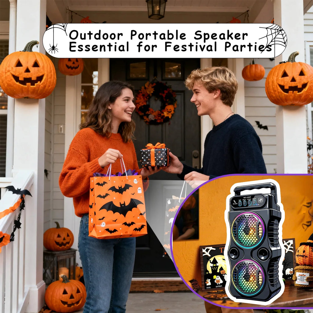 8000Hz portable Bluetooth speaker, outdoor deep bass, wireless dual speakers, microphone support, party audio, dual speakers, 12