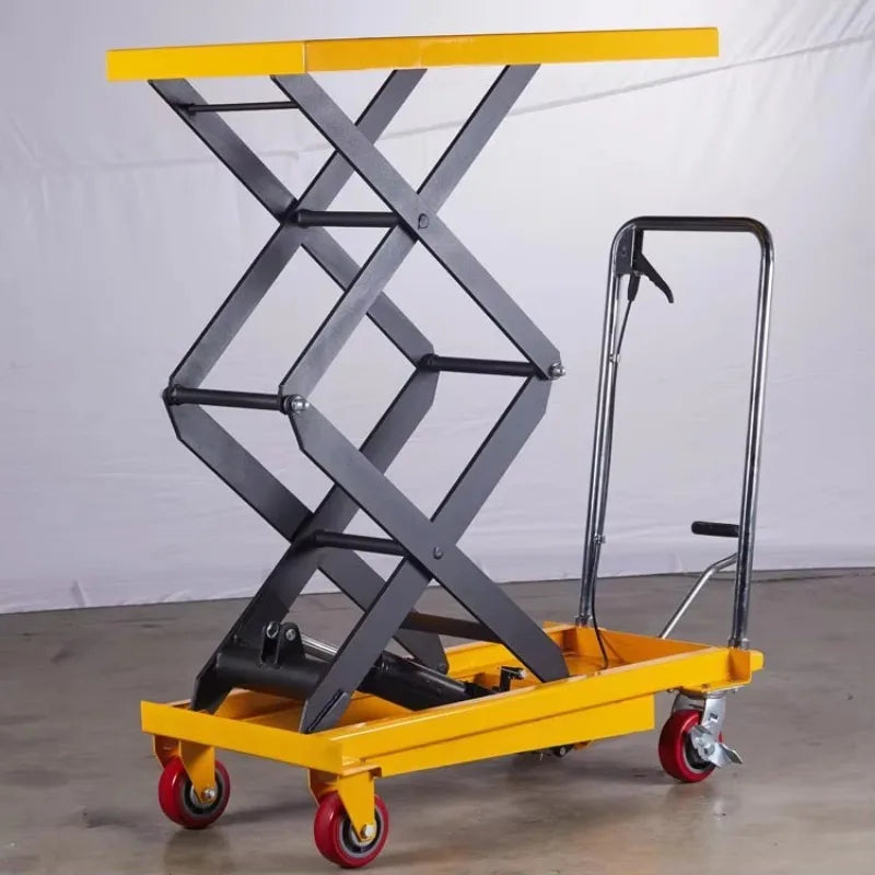 Portable 300KG Manual Hydraulic Scissor Lift Platform Flatbed Trolley Mini Mobile Steel Material Shopping Storage Use OEM