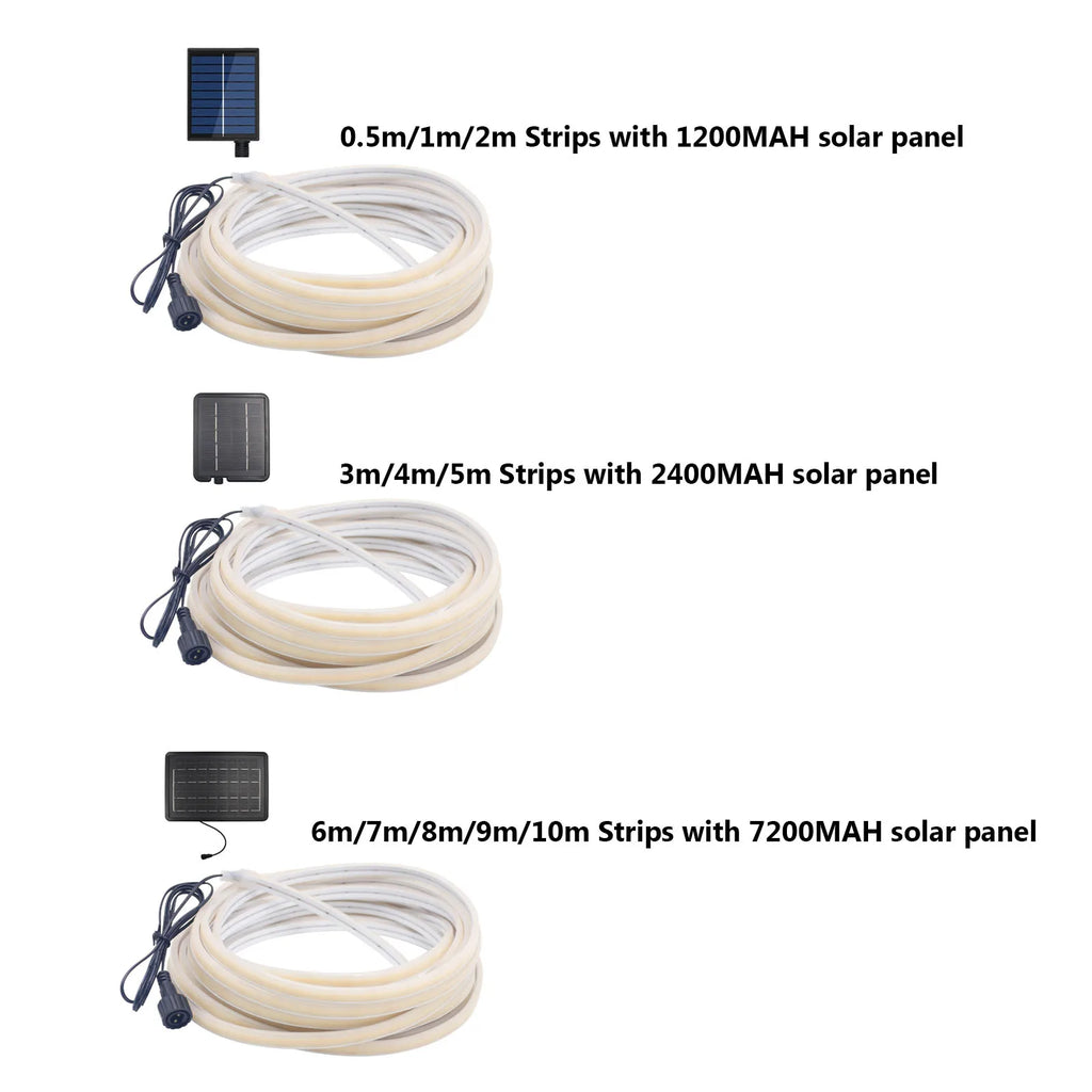 Waterproof Outdoor Solar COB LED Neon Light Strip 24V 320LEDs/m RA90 Linear Flexible Solar Lights for Yard Garden Decoration