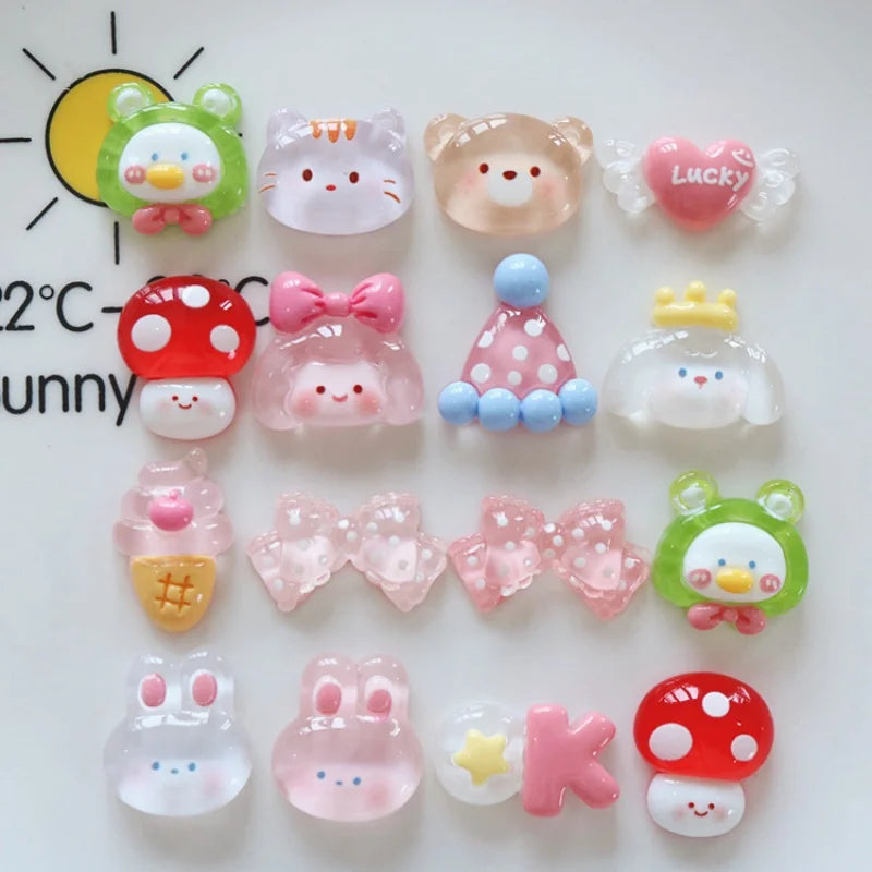 16PCS/Set Cartoon Girls Shoes Charms Resin Shoes Accessories DIY Wristband Hole Slipper Decor Adult Kids X-mas Gifts