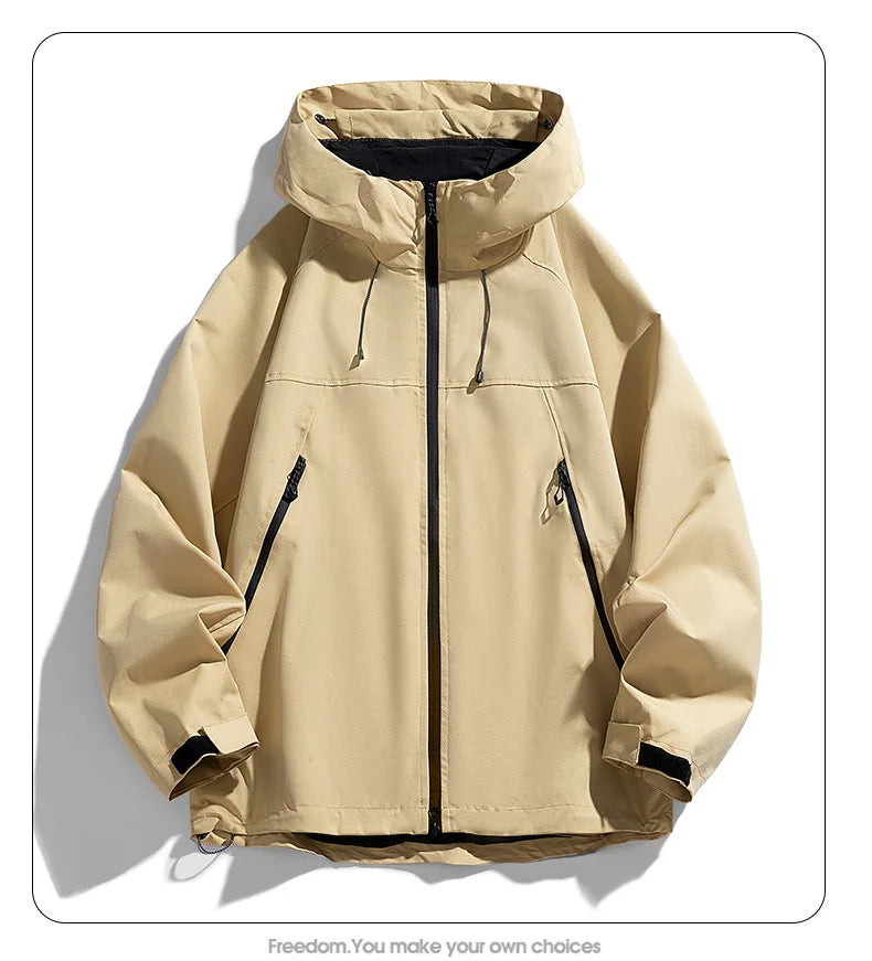 Man Jacket Spring Thin Contrast Color Long Sleeve Zipper Male Coat Loose Breathable Hooded Outdoor Sport Casual Men Outerwear