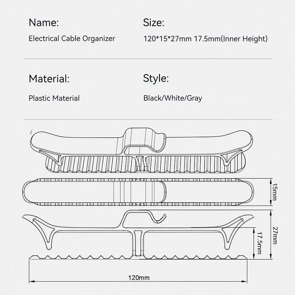 Kitchen Cable Organizer Wire Management System Countertop Plug Storage Solution Neat and Tidy Cable Holder
