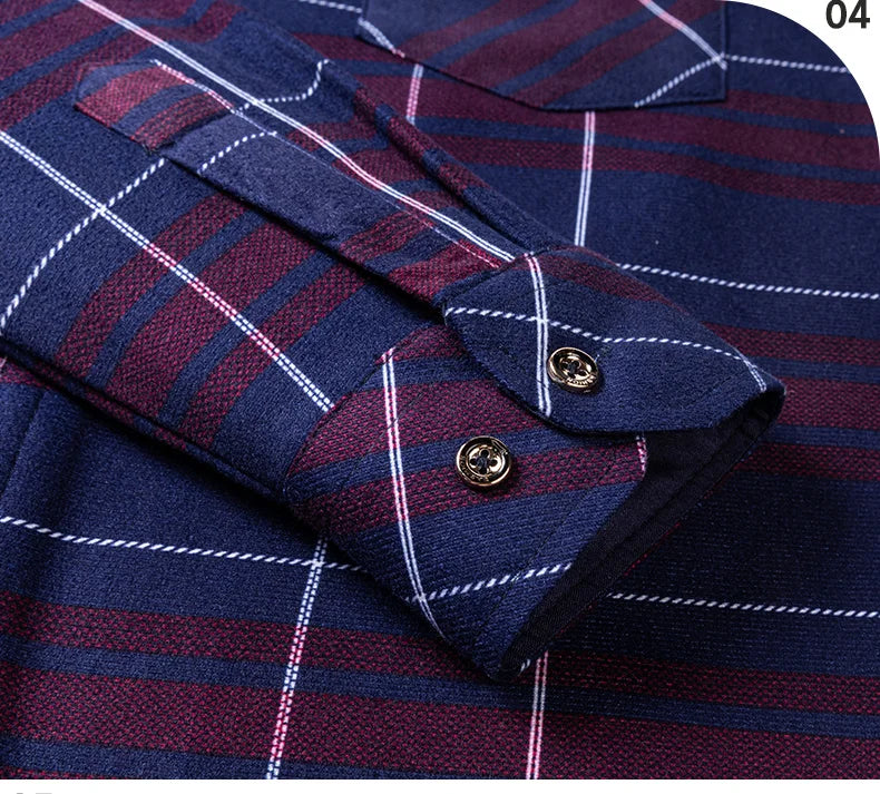 New In Tops Men's Thicken Flannel Fur Lined Shirts Autumn Winter Plus Sized Warm Long Sleeved Plaid Business Casual Slim Clothes