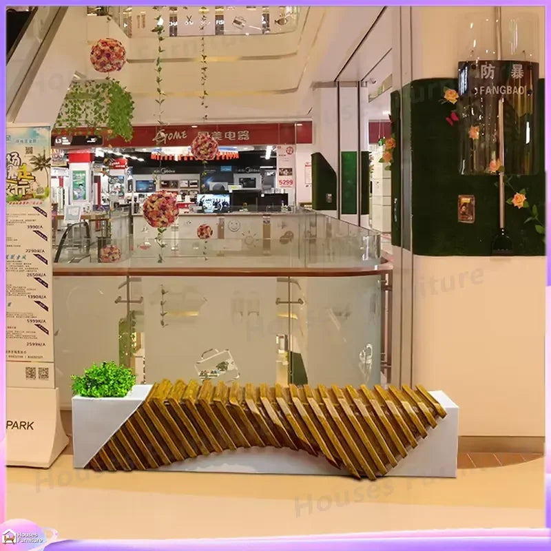 KY632 Rib Bench Outdoor Commercial Furniture Garden Park Waiting Seat Heavy Duty Metal Patio Public Seating for Street