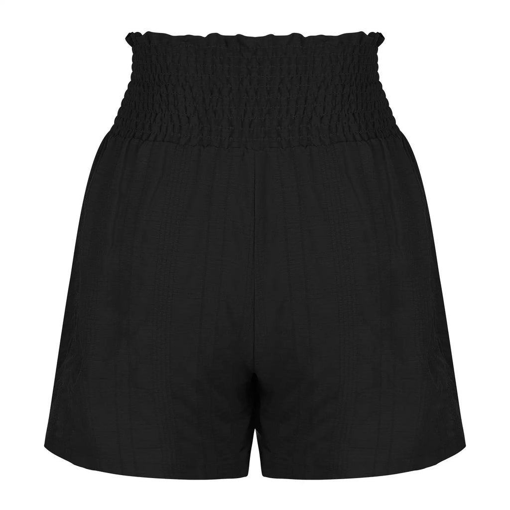 Women Casual High Waist Shorts Skirt Smocked Elastic Drawstring A-Line Flowy Short Skirt Pants Summer Solid Color Beach Skorts