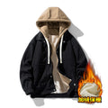 2025 New Corduroy Jacket Men's Harajuku Japanese Windproof Warm Fake Two-piece Hooded Coat Womens Casual Loose Pocket Jacket 4XL
