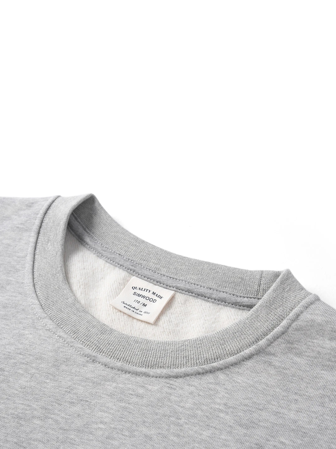 SIMWOOD 2026 Autumn Winter New Oversize 340gsm Warm Brushed Finish Lining Sweatshirts Men Embroidery Basic Running Pullover Tops