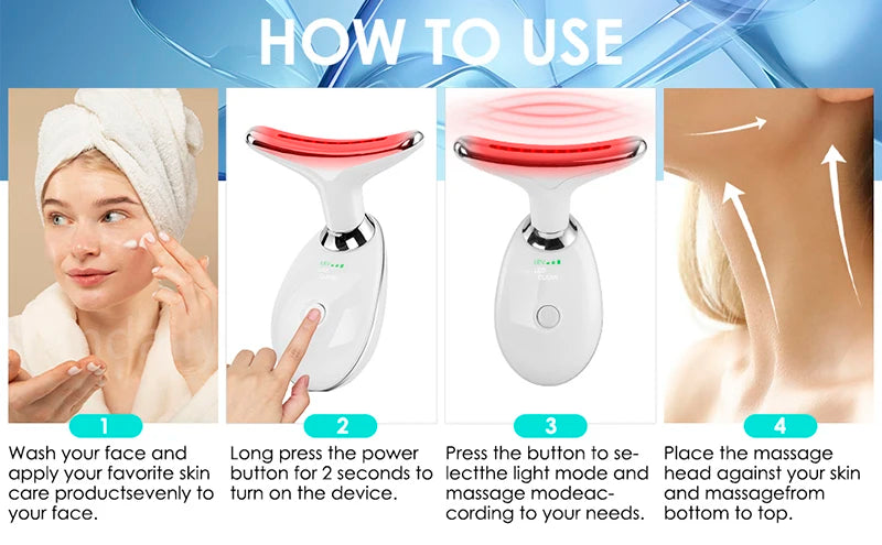 Face Lift 7 Colors Neck Beauty Neck Device Slim Massager Facial Lifting Tightening Face Wrinkle Remover Face Care Beauty Machine