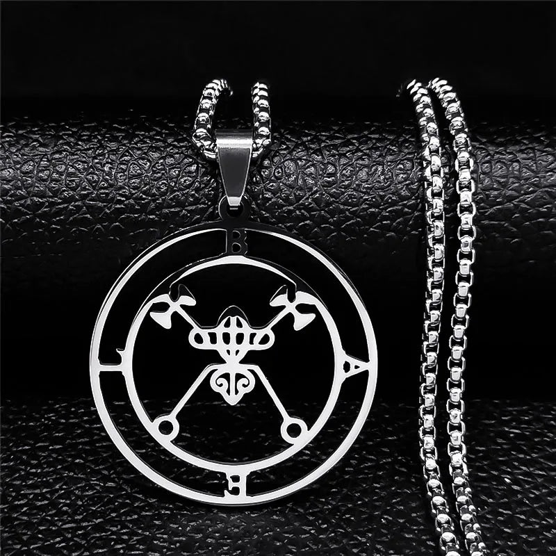 2024 Fashion Sigeal Sigil De Lucifer Stainless Steel Satan Necklace Asmoday Lazer Key Baphomet Stamp Jewelry N7118S03