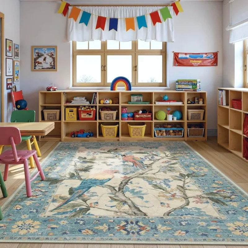 Floral Print Living Room Carpet Retro Light Luxury Large Area Bedroom Plush Rugs Home Decoration Coffee Table Floor Mat Tapis 러그