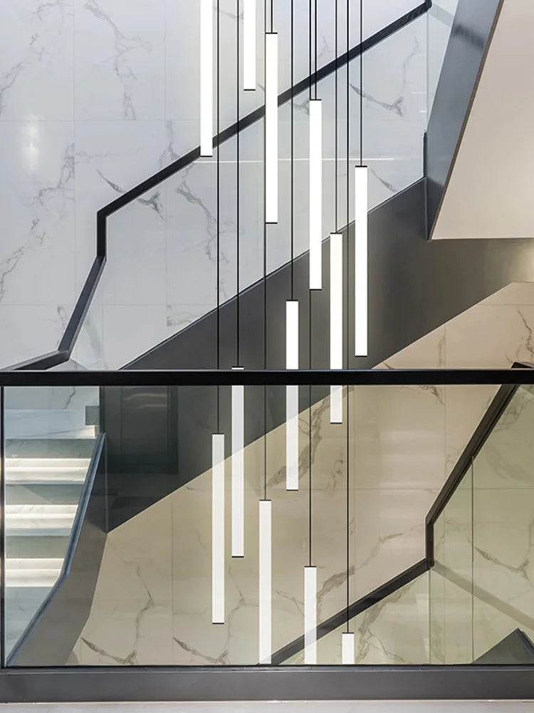 Nordic Stairs LED Long Chandeliers Minimalist Duplex Attic Living Room Kitchen Pendant Lights Home Decoration Ceiling Chandelier