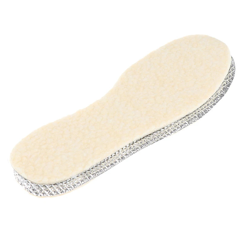 1 Pair Of Aluminum Foil Lamb Wool Insoles For Winter Warm Moisture-Proof Soft Sweat-Absorbing Breathable Plus Velvet Insoles