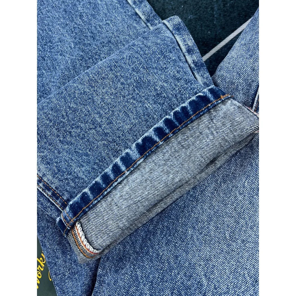 14oz Heavy loose straight jeans men's autumn American casual Japanese trousers