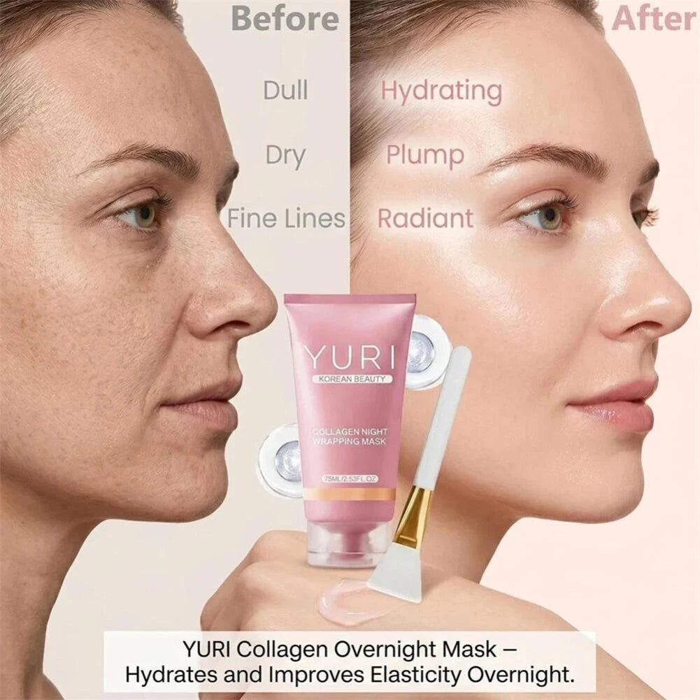 75ml Collagen Overnight Wrapping Peel Off Face Mask Skin Care Night Mask for Reduce Fine Lines Dullness Anti-Aging Skin Car