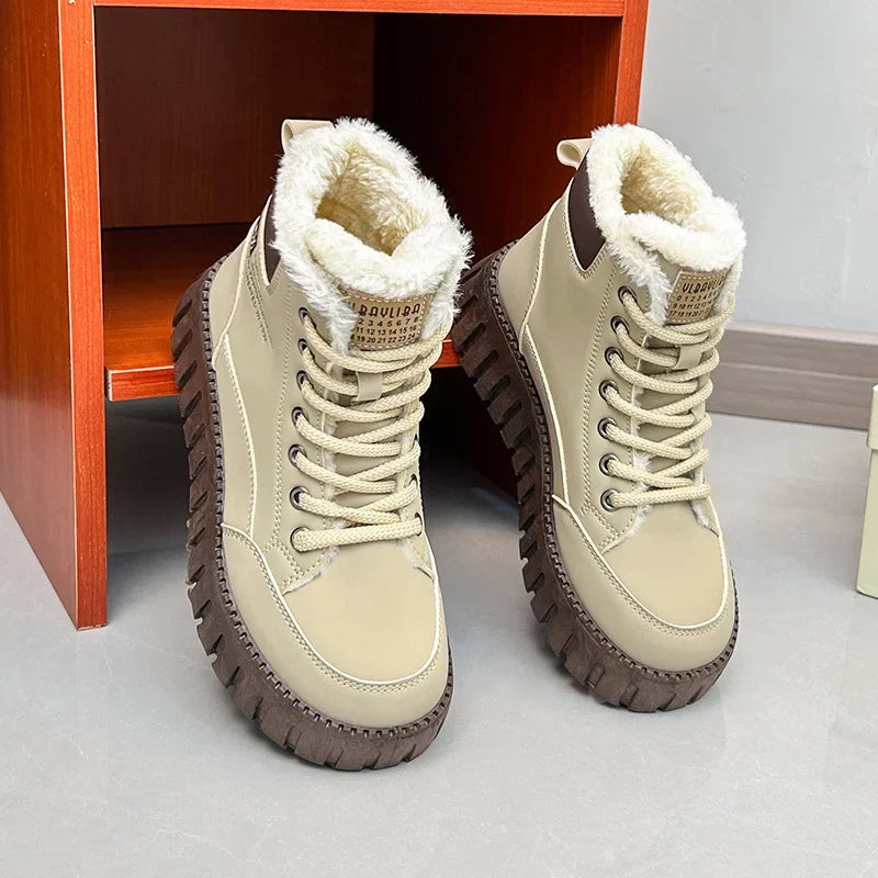 Platform Snow Boots Women 2024 New in Casual Sports Skateboard Shoes Winter Fashion Plus Fur Warm Ankle Boot Footwear Sneaker