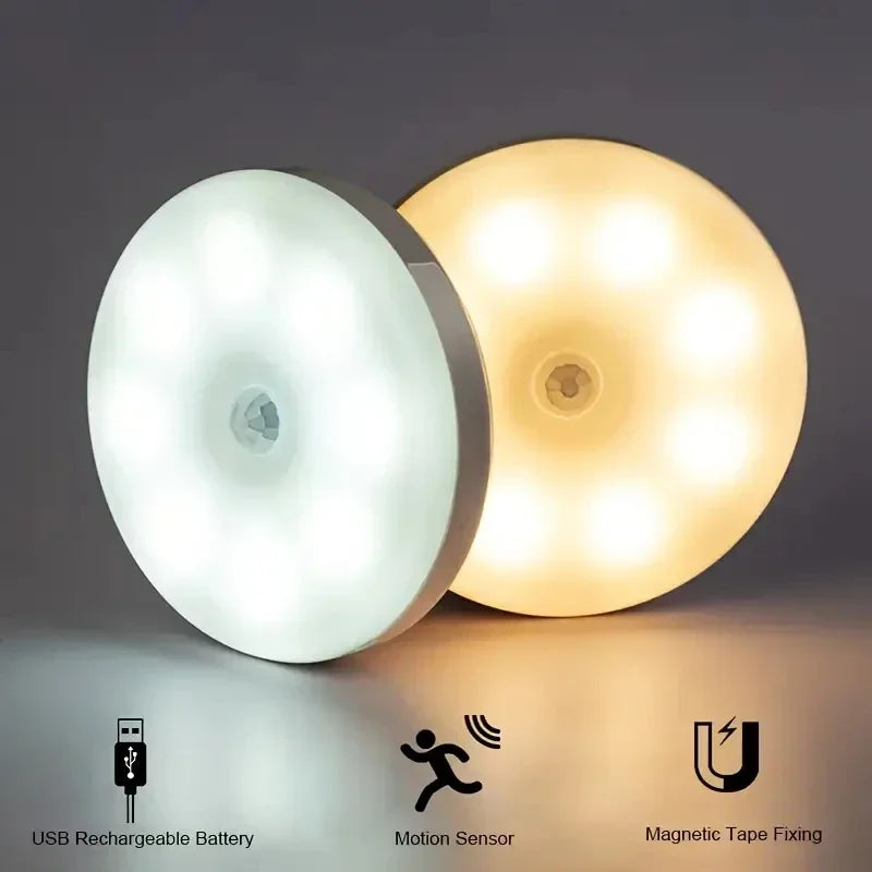 1PC Wireless LED Motion Sensor Night Light for Bedroom Staircase Closet - Energy-Saving Automatic Detector Lamp for Room Decor