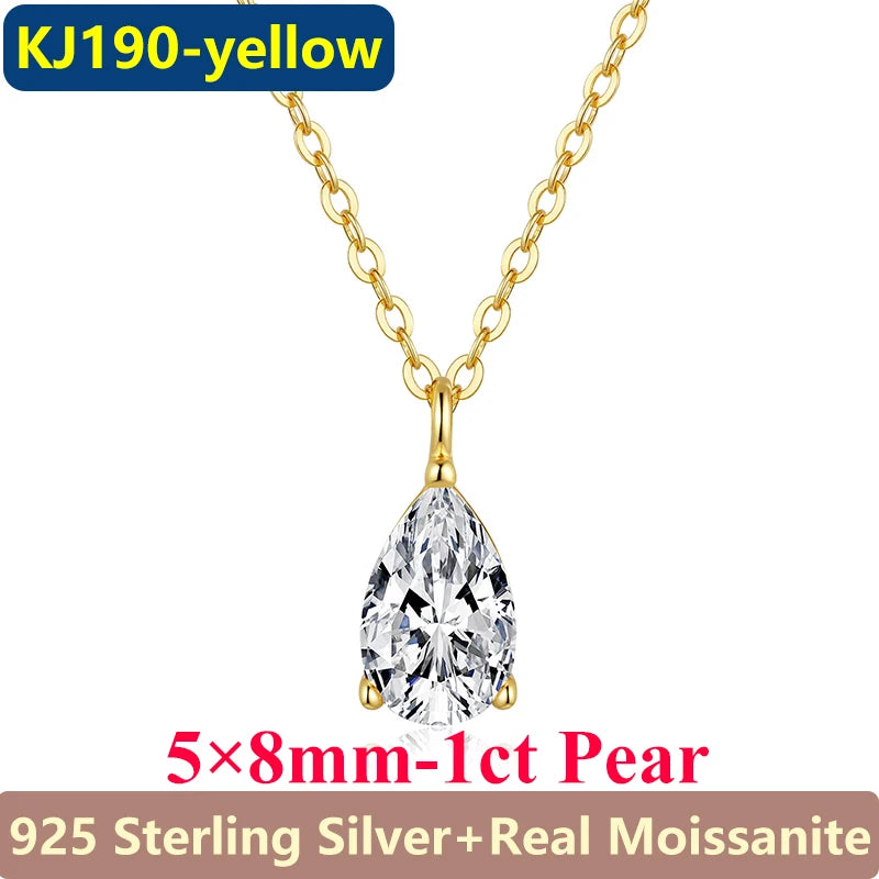 1CT / 2CT Emerald Heart Pear Princess Moissanite Diamond Pendants Necklaces For Women S925 Silver Fine Jewelry Women's Pendants