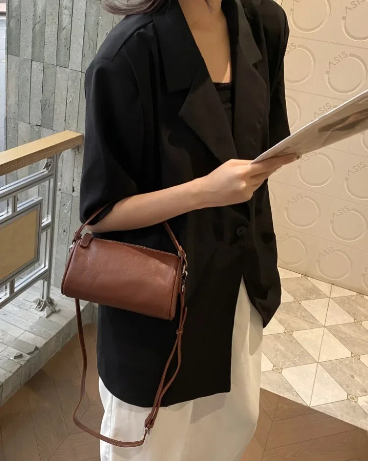 Ladies' Genuine Leather Small Shoulder Bag for Women Crossbody Fashionable Simple and Practical Soft Leather Darling Phone Bag