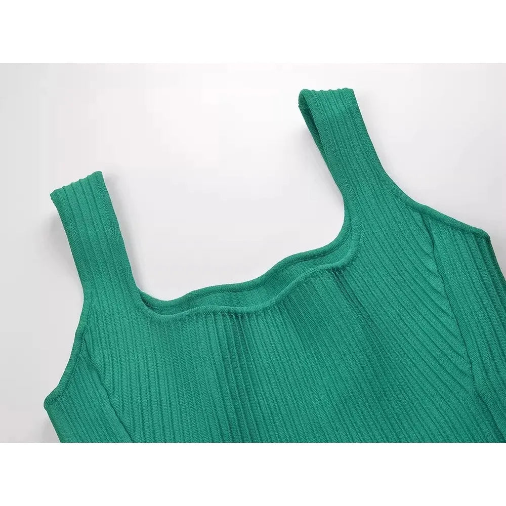 2026 Summer New Women's Square Neck High Waist Suspender Dress, Fashionable Casual Vacation Style, Waist Pockets, A-line Skirt