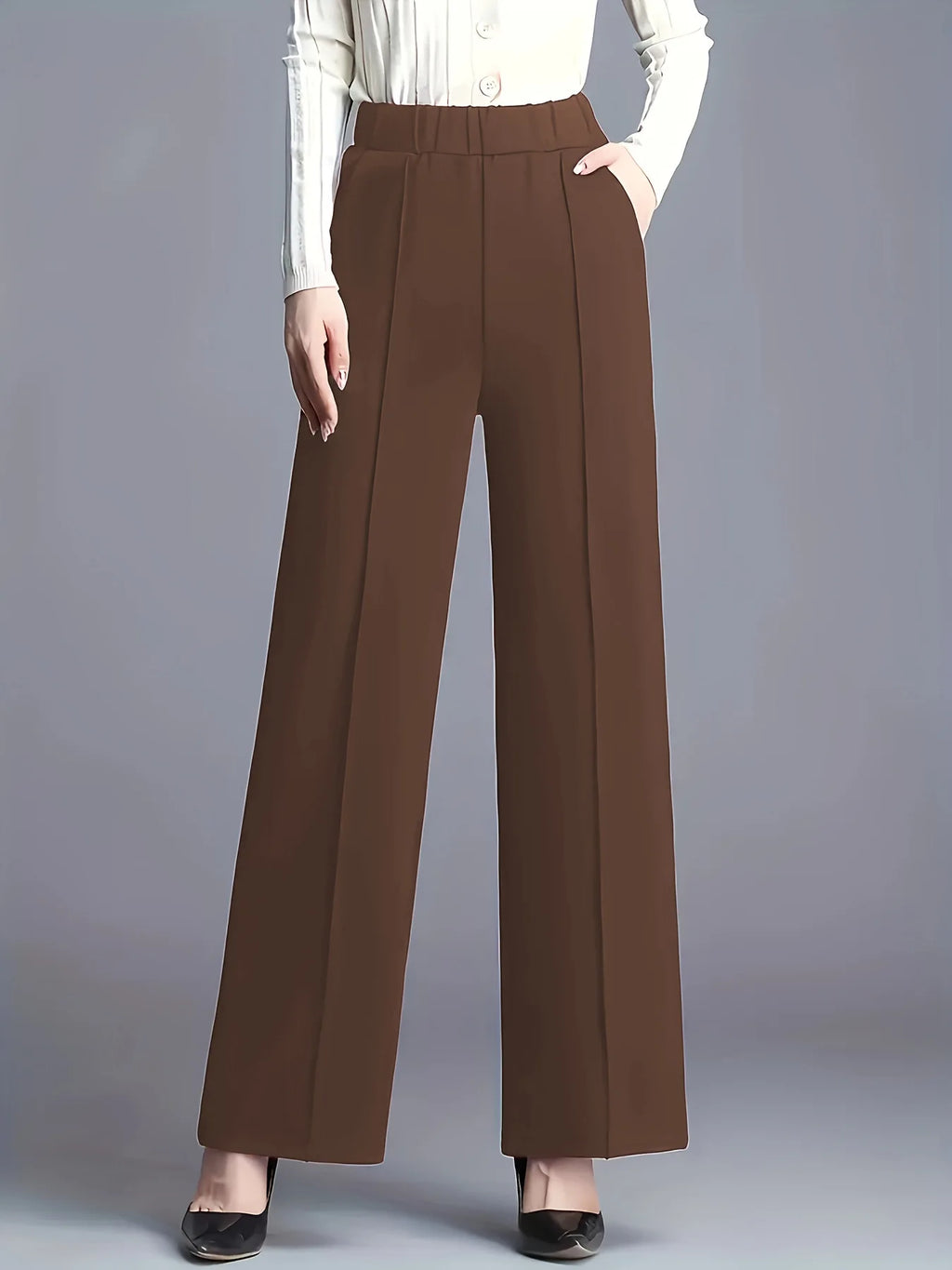 Women High Waist Draped Wide Leg Suit Pants Loose Slimming Straight Casual Versatile Trousers Multiple Colors Daily Commuter