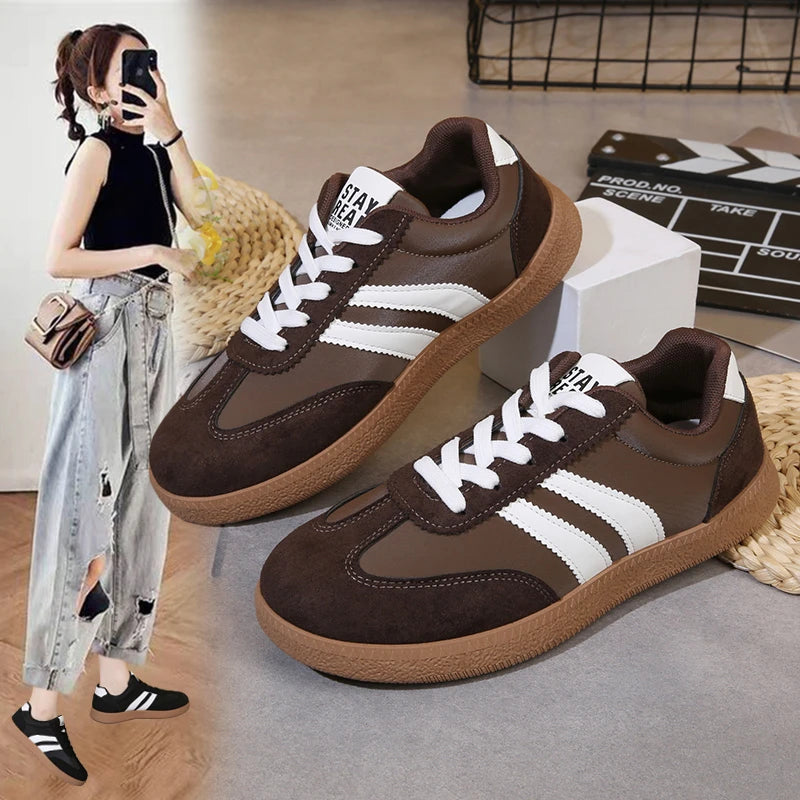 Contrast Color Casual Sport Shoes for Women 2025 Autumn Comfort Flat Sneakers Woman Lightweight Non Slip Walking Shoes Plus Size