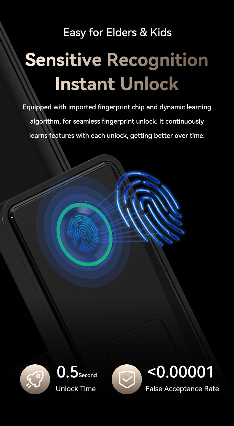 Tuya WiFi Fingerprint Doorbell Smart Door Lock with Push Pull Mechanism Aluminum Alloy 5050 Pin Code Keyless Lock