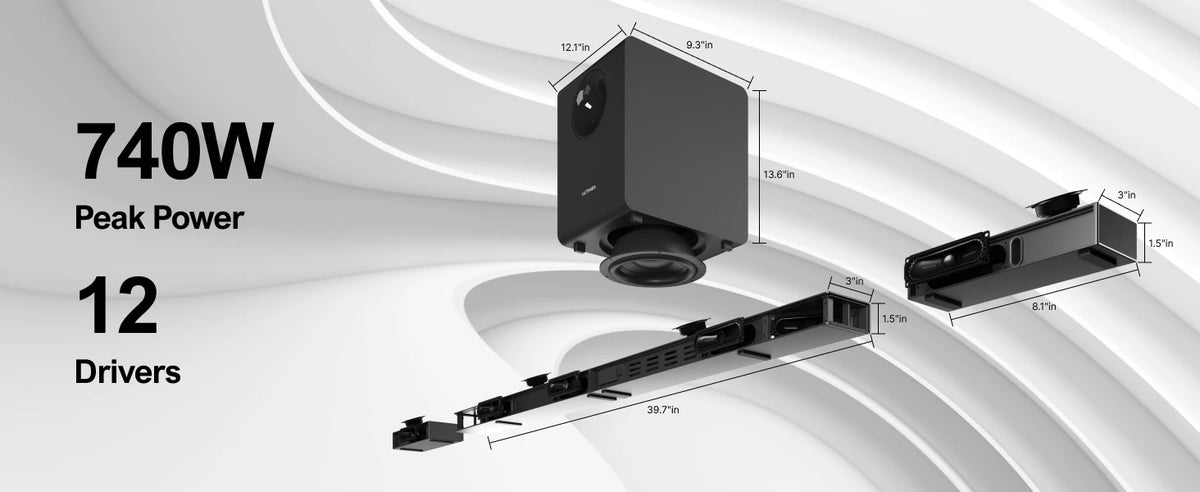 740W Dolby Atmos Soundbar System - 7.1.4ch Home Theater with 8" Wireless Subwoofer