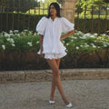 Casual Print Women Shorts Set Ruffles Puff Sleeve Button Top Empire Elastic Waist Pants 2026 Summer Autumn Beach Lady Outfit New