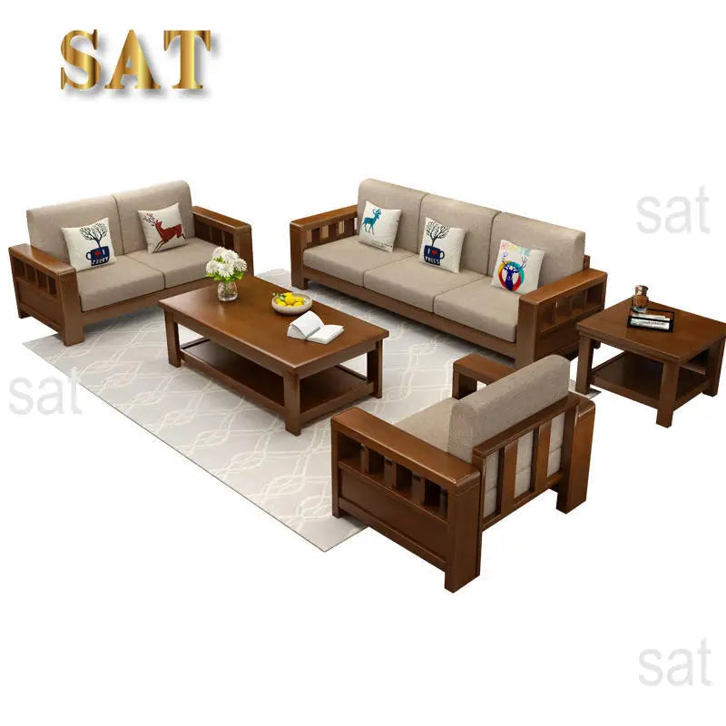 #Nordic Simple Modern Design Solid Wood Sofa for Living Room Furniture Sofa
