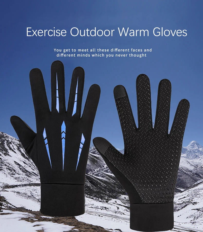 Warm Gloves for Men Motorcycle Winter Windproof Gloves Water-Repellent Cycling Takeaway Touch Screen Fishing Non-slip Gloves