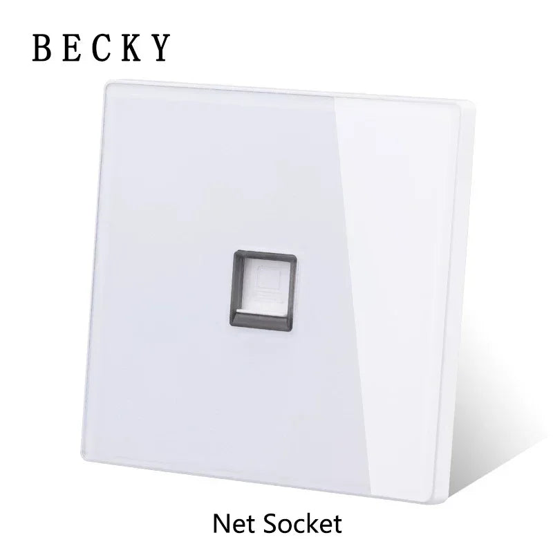 White Tempered Glass Work Driving Arm Wall Light Switch Led Indicator Light EU UK Standard 1/2/3/4gang Bedroom Usb Switch Socket