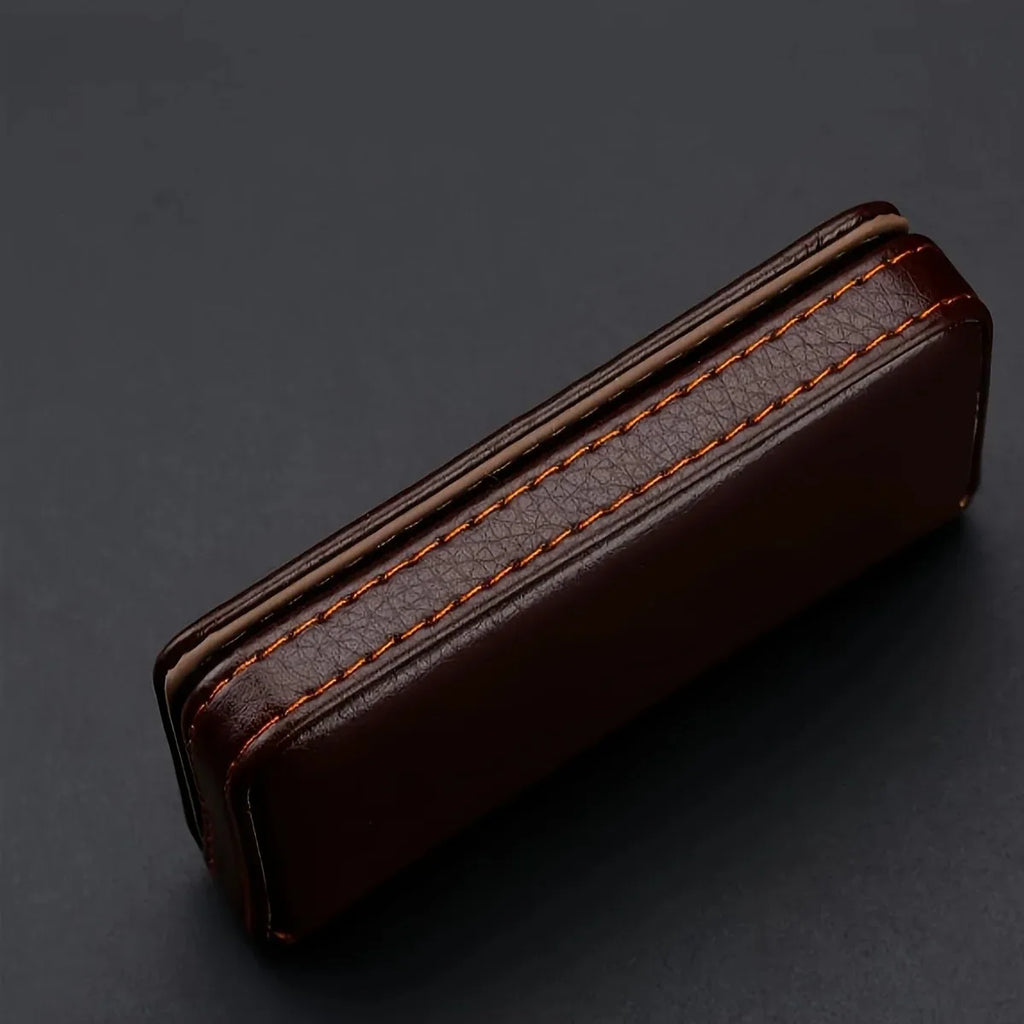 Portable PU Leather Business Card Holder Case with Magnetic Buckle Large Capacity Name Card Holder Bank Credit Card Box