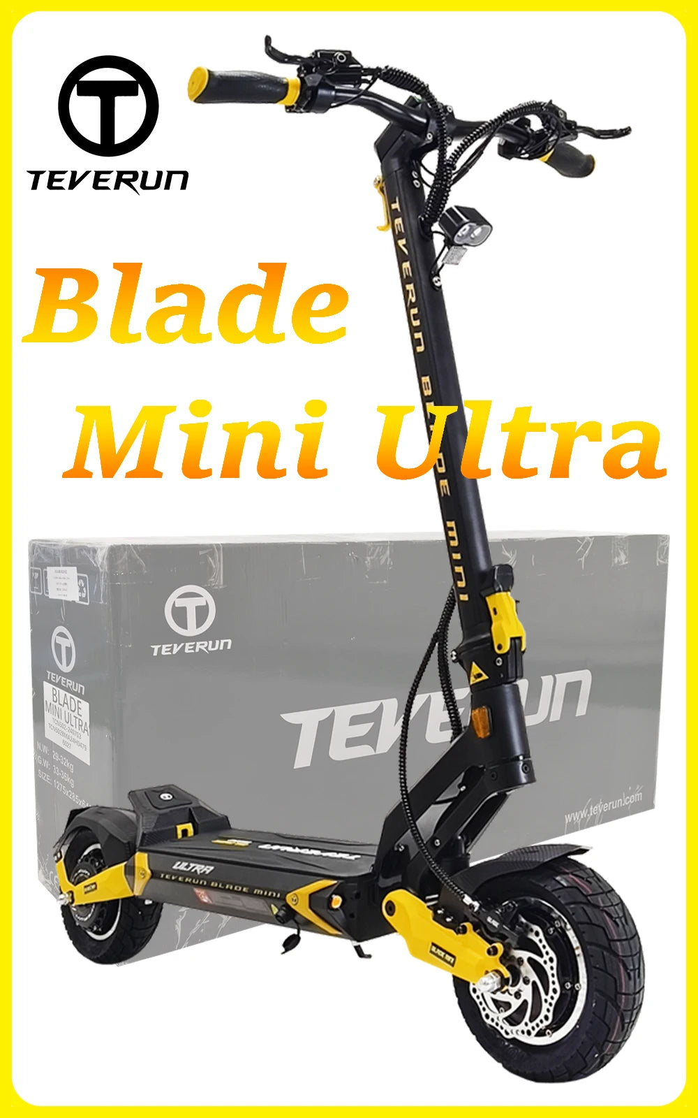 2026 TEVERUN Blade Mini Ultra V4 60V 27Ah Battery 1000Wx2 Motor Built-in Smart LCD Display Max Range 100km 10inch E-Scooter