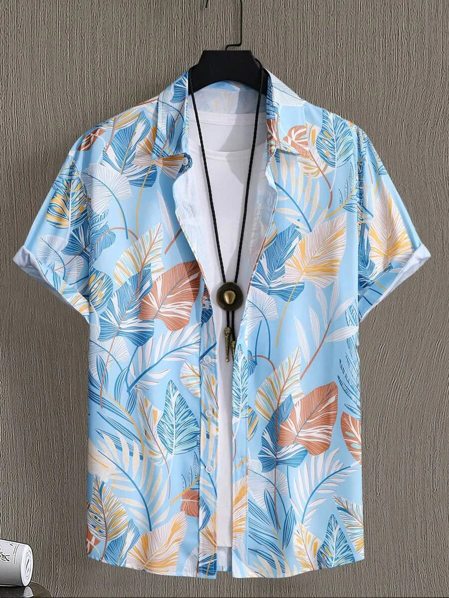 Men's Women's Fun Print Pattern Casual Fashion Short Sleeve Shirts Men's Button Tops