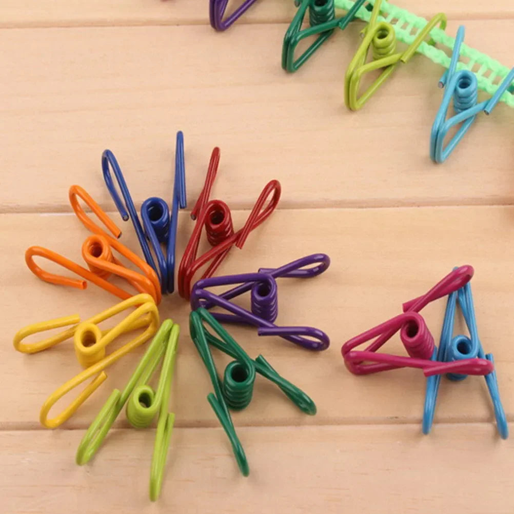 10pcs Multi-Purpose Colorful Clothespins Rust-Resistant PVC Coated Steel for Laundry Photo Organizing Kitchen