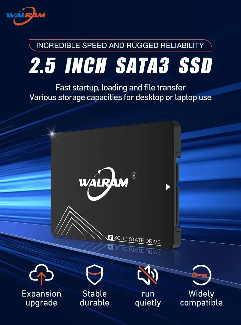 WALRAM 2.5 SATA 3 SSD 1 TB HDD Laptop Internal SATA3 Hard Disk 1TB 512GB 240GB 256GB 128GB 120GB Solid State Drive For Desktop