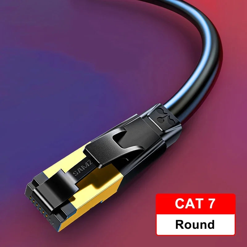 Samzhe Cat7 Heavy Duty High Speed 10Gbps Internet Network Cable Professional LAN Cable Shielded for Gaming Streaming Home Office