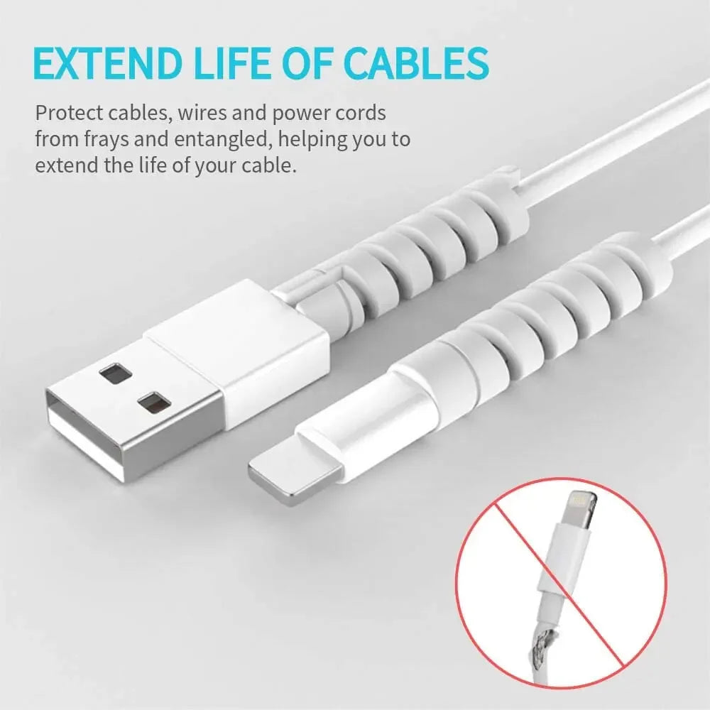 USB Cable Protector Charging Cable Spiral Silicone Protective Sleeve Wire End Cord Cover Savers for Phone Watch Charger Cable