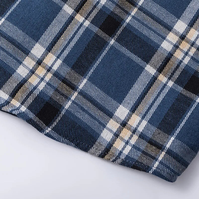 Men Shirt Plaid FlannelLong Sleeve Blue Loose Mens Casual Shirt Oversized Spring Autumn Comfortable Male Soft Dress Shirt