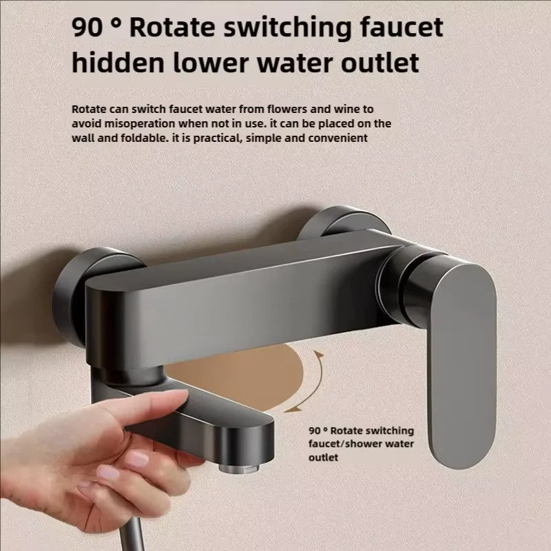 Bathroom Swivel Tub Spout  Hand Shower Wall Mounted  Bath Faucets Bathtub Tap Brass Bathtub Hot and Cold Mixer Shower