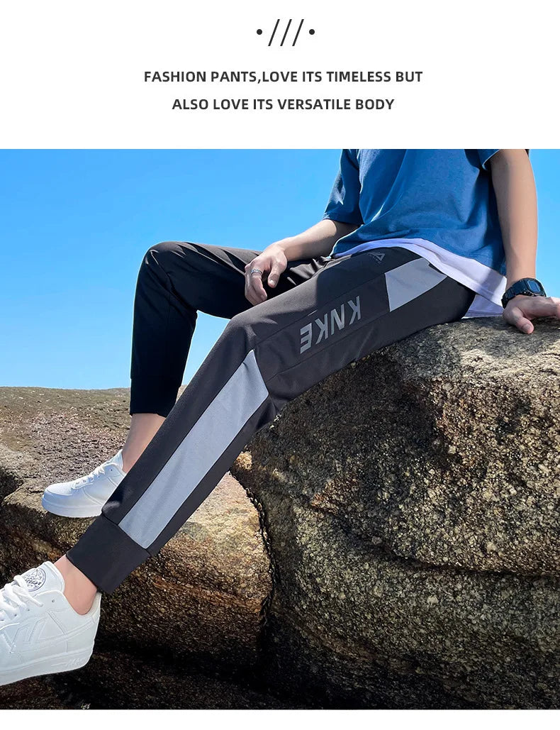 Thin Tall Men Ice Silk Pants Slim Fit Summer Jogger Male Extra Long Length 120cm 190 195 200 Cm 120 2m 200cm 205cm Sport Trouser