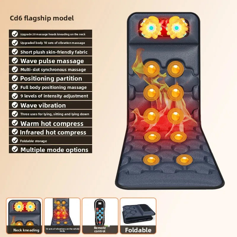NEW Soft Electric Vibrator Heating Back Neck Massager Mattress Waist Pad Pad Home Office Relaxing Bed Pain Relief Health Gift