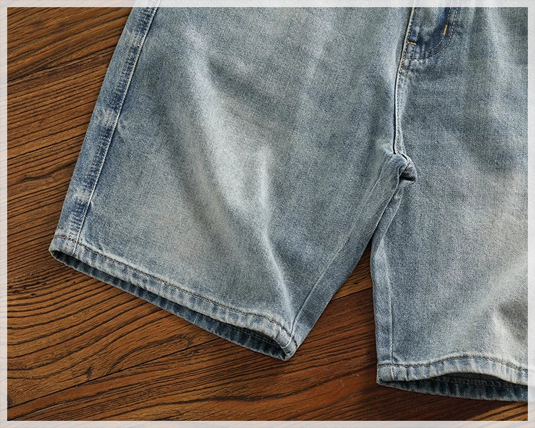 Retro classic summer casual medium pants five quarter pants fashion loose straight leg light denim shorts men's fashion